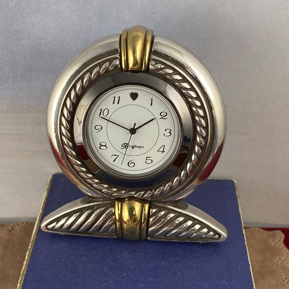 Vintage Brighton 2 Tone Gold & Silver Desk Clock